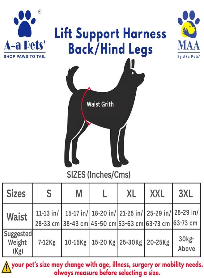 A+a Pets حزام دعم رفع الأرجل الخلفية للكلاب من A+a Pets' MAA' | للكلاب المعاقة والمسنة والمصابة والمشلولة والمصابة بالتهاب المفاصل (أزرق داكن/متعدد الألوان، 3XL) - Image 3